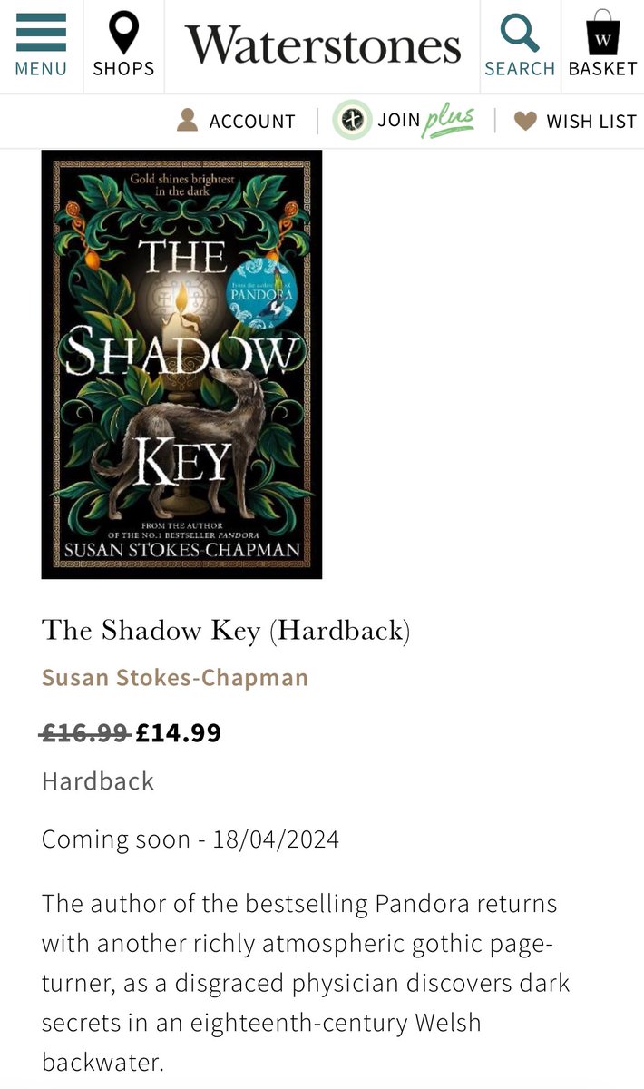 Wonderful to see THE SHADOW KEY as one of @Waterstones Best Books in April list! @HarvillSecker @vintagebooks @MushensEnt