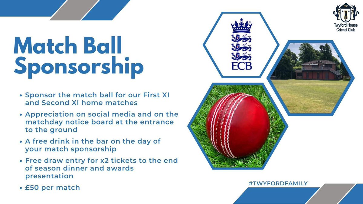 TwyfordHouseCC's tweet photo. Cricket season is here and Twyford House have a range of sponsorship packages we would love to engage with our local community on.  If you are interested in sponsoring a great community sports club providing opportunities for all based in BS11, get in touch 💙💛💙🏏 https://t.co/uZjiK3SEWe