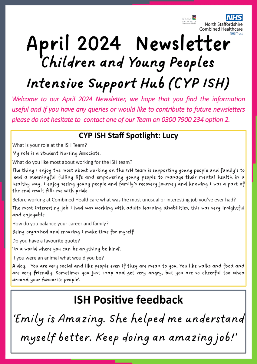 CypIsh's tweet photo. Our April Newsletter #mentalhealth #CAMHS @CombinedNHS @CombComms @PVFCFoundation https://t.co/PCBaMFnC7K