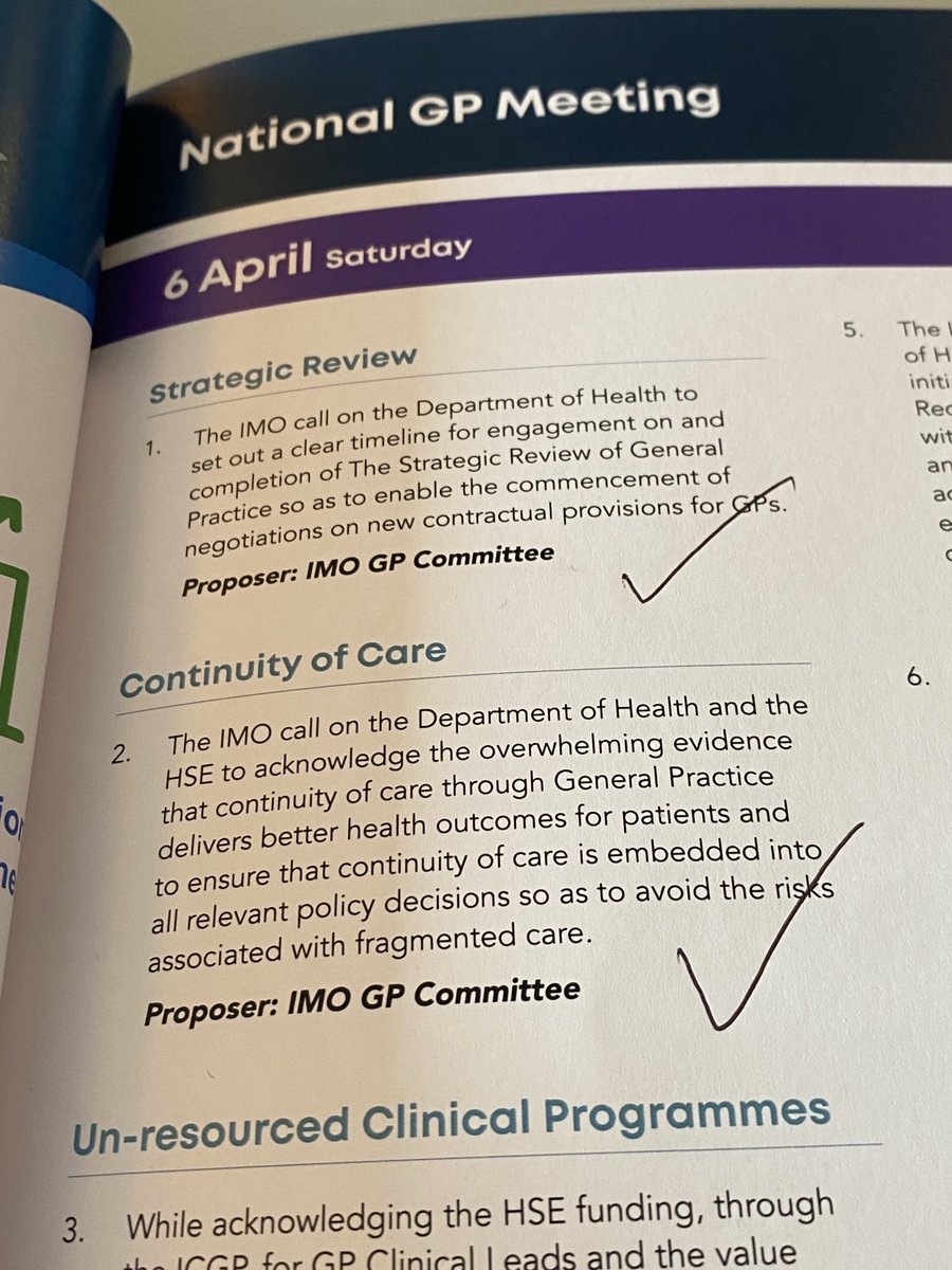 The importance of Continuity of GP care was recognised at #IMOAGM2024.Continuity is cornerstone of GP Care with improved patient safety + access,less secondary referral 2 out of hours+secondary care. This has a knock on positive effect on quality #roinnslainte #beaGP #resourceGP