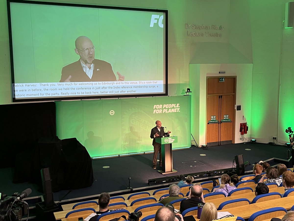 Patrick Harvie is giving the first of the co-leader speeches at the Scottish Green Party conference.He thanked members for making the choice to go into government so they could introduce policies like the new Housing Bill, saying it brings in a permanent system of rent controls.