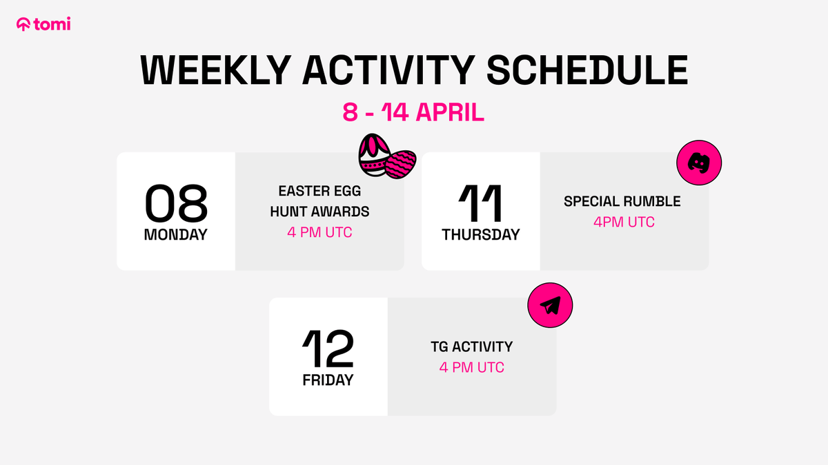 Ready for a week with tomi? 📅 We've lined up some engaging sessions just for you. Take a look at our schedule and see where you'd like to join in!