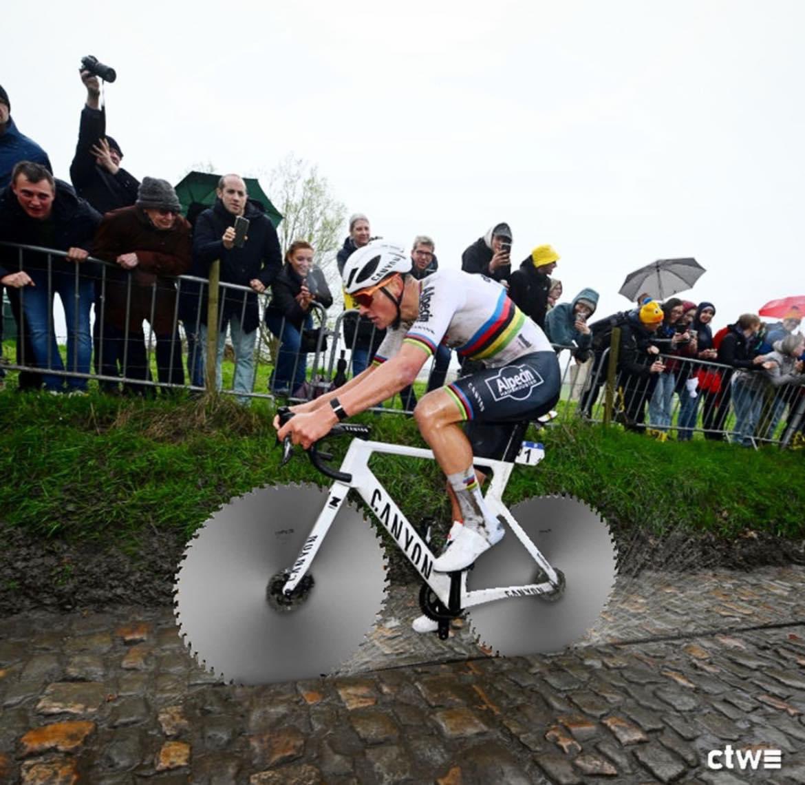 Les amis de Paris Roubaix vont avoir du boulot l’année prochaine après le passage de @mathieuvdpoel demain 🙃 📷: ctwcycling