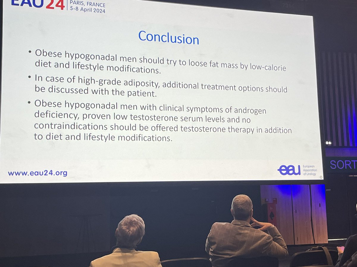Treat obese hypogonadal patients by treating their underlying condition - but don’t forget role of TRT in aiding weight loss and improving glycemic control #eau24