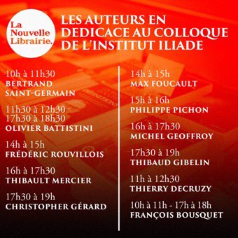 Très heureux d’être présent à l’invitation de @InstitutILIADE pour signer mes ouvrages au stand de @LaNouvelleLibr1 ! #ColloqueIliade #iliade