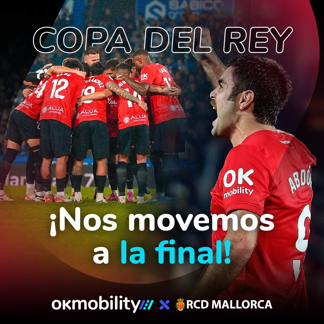¡El día ha llegado! Siempre, pero hoy con más emoción que nunca, nos movemos junto al @RCD_Mallorca a la final de la #CopaDelRey. ¡Pondremos toda nuestra #OKAttitude en cada minuto del partido! 💪⚽ El pueblo mallorquín está con vosotros. Vamos equipo, ¡a por la copa! 🏆❤️🖤