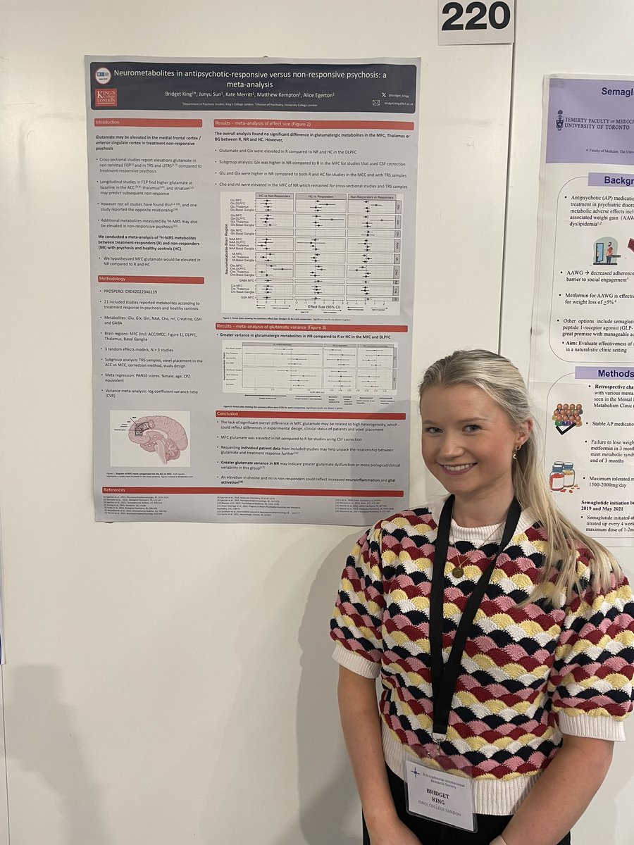 Happy to be presenting my meta analysis of 1H-MRS metabolites according to treatment response here at #SIRS2024 🧠. Please come along to poster 220 - especially if you are contributing to the mega analysis! 👋🏻🌍