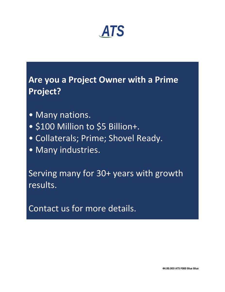 GeorgeAdon96301's tweet image. Welcome to the ATS's enhanced project support, available for MOST NATIONS.
ats-business.com
GA@ats-business.com