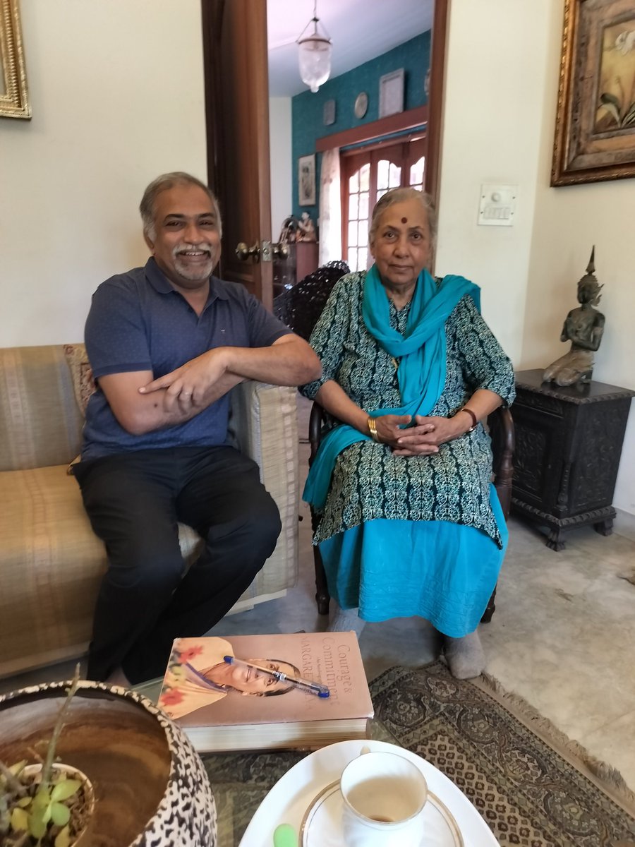 Paul_Koshy's tweet image. A Saturday well begun.
I visited @alva_margaret ji at her home. 

We discussed politics,  elections and political parties and ideologies.

I remembered to carry this book from my library - #CourageAndCommitment published on 15th July 2016. Got it autographed.

We all adore her.…