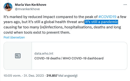 dazugeberin's tweet photo. @sachsenanhalt @UniHalle @Soziales_ST Sehr geehrt. Prof. Kluth von der @UniHalle,
beim Focus werden Sie wie folgt zitiert: "Rein formal ist die Pandemie beendet."
Das ist leider NICHT RICHTIG.
Laut der #WHO ist die Pandemie noch NICHT beendet❗️
Maria van Kerckhove ist die zuständige WHO-Leiterin für #MERS + #SARS: https://t.co/m8QLLpk4g5