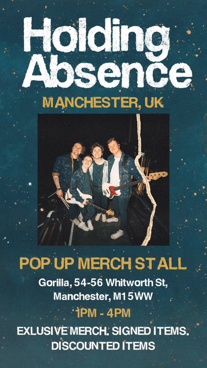 Manchester!! We’re doing a pop up stall today at @thisisgorilla from 1-4PM. There will be exclusive merch, signed items and discounted prices. Can’t wait to see you there 👋🏻