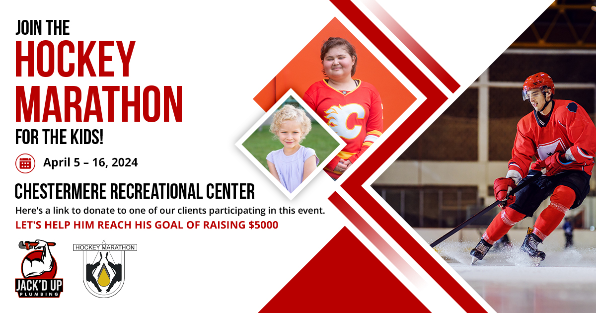 Jackdupplumbing's tweet photo. Join us in supporting the incredible Hockey Marathon for Kids starting today in Chestermere!

🎗️ Every donation counts and helps ensure that children battling illness have the support they need to thrive. 

🔗 https://t.co/ObB7F9OyyG 

#HockeyMarathonForKids #JackdUpPlumbing https://t.co/eheIt1bSdV