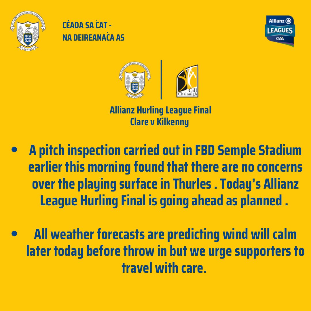 ⚠️ Clare v Kilkenny - Allianz League Hurling Final .