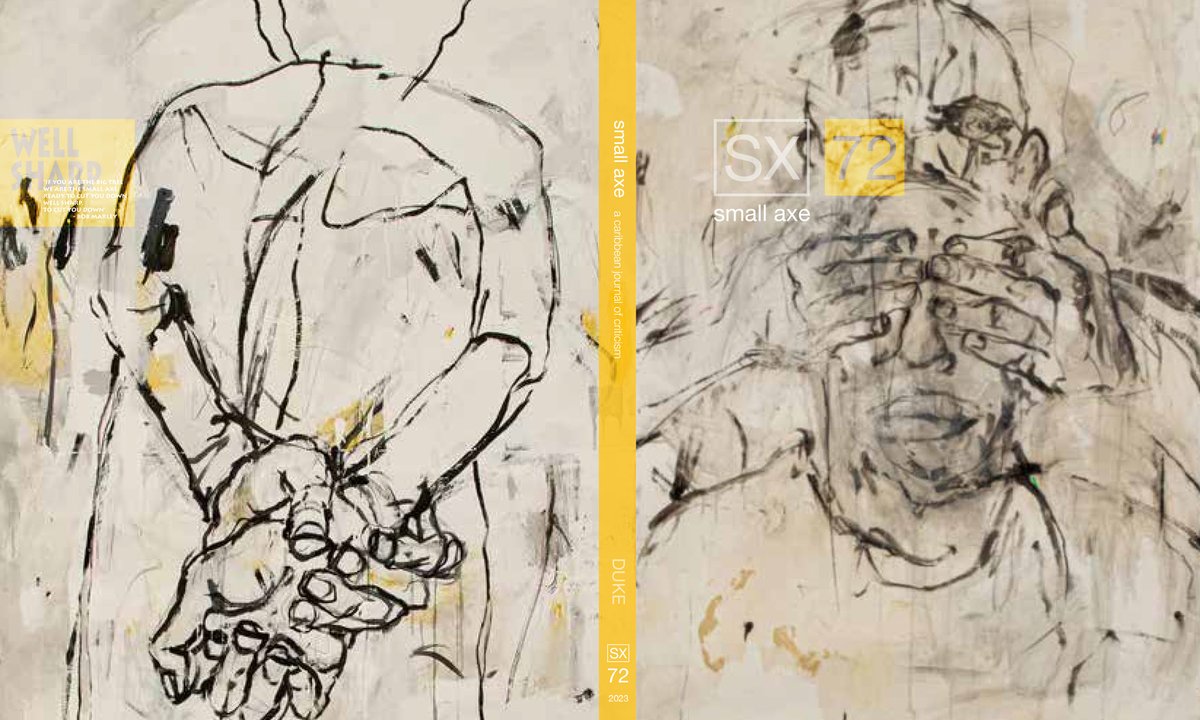 The cover of sx72 features Heino Schmid's work entitled: Friend! Protect Me. Schmid is a Bahamian multi-media artist working in a variety of disciplines that drive his creative process of visual deconstruction and cultural analysis @dukepress @NAGBahamas smallaxe.net/sx/issues/72