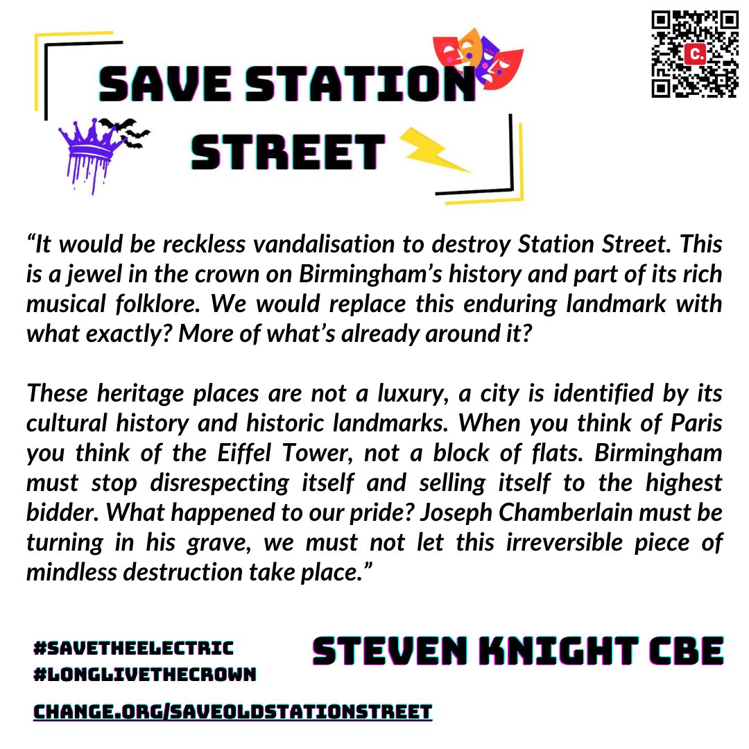 Few people articulate the beauty of Brum's history & culture like Steven Knight; creator of @ThePeakyBlinder and love letter to 2-Tone & the region 'This Town'. Steven's proud to support calls to protect Station Street's vibrant & influential arts venues: change.org/saveoldstation…