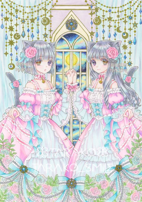 #対になってる絵をあげる黒猫ツインズ 