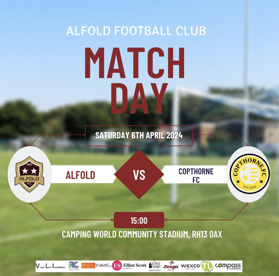 TODAYS MATCH: We are away today to @CopthorneFC! Come down and Support the lads⚽️ 🆚 @CopthorneFC 🏟️RH13 0AX, Camping world community stadium 🗓️Saturday 6th April 🕛15:00 KO ⚽️#UTF
