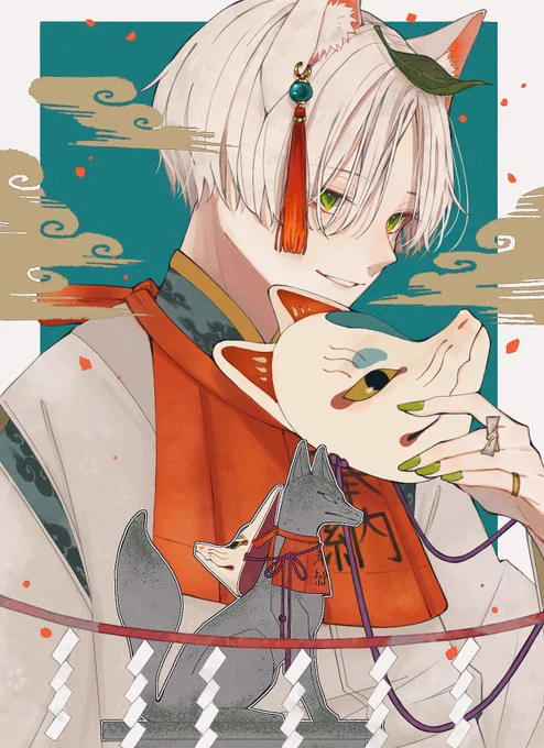 だいぶ昔に描いた絵ですけど対で言ったらこの狐ちゃん達の絵は今でもキャラデザ気に入ってますまた描いてあげたい 