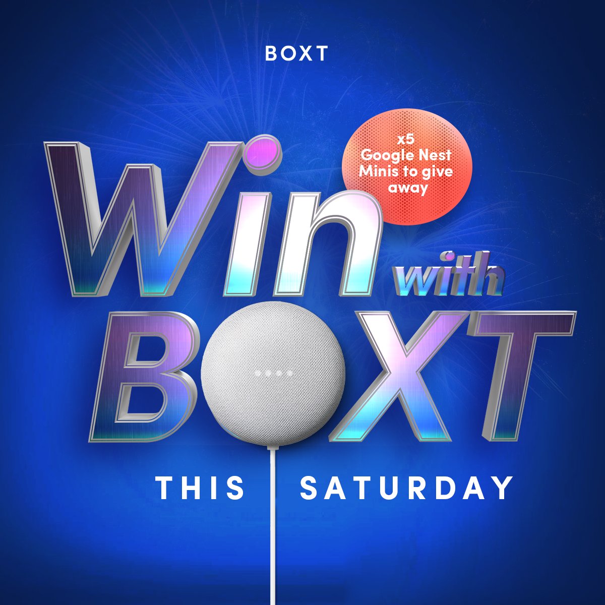 We're back tonight with #antanddec on ITV's 20th season of Saturday Night Takeaway from 7pm. Are you ready for another memorable night? Tag us with @weareboxt when you see us on Win The Ads to be in with a chance of winning one of five Google Nest Minis.