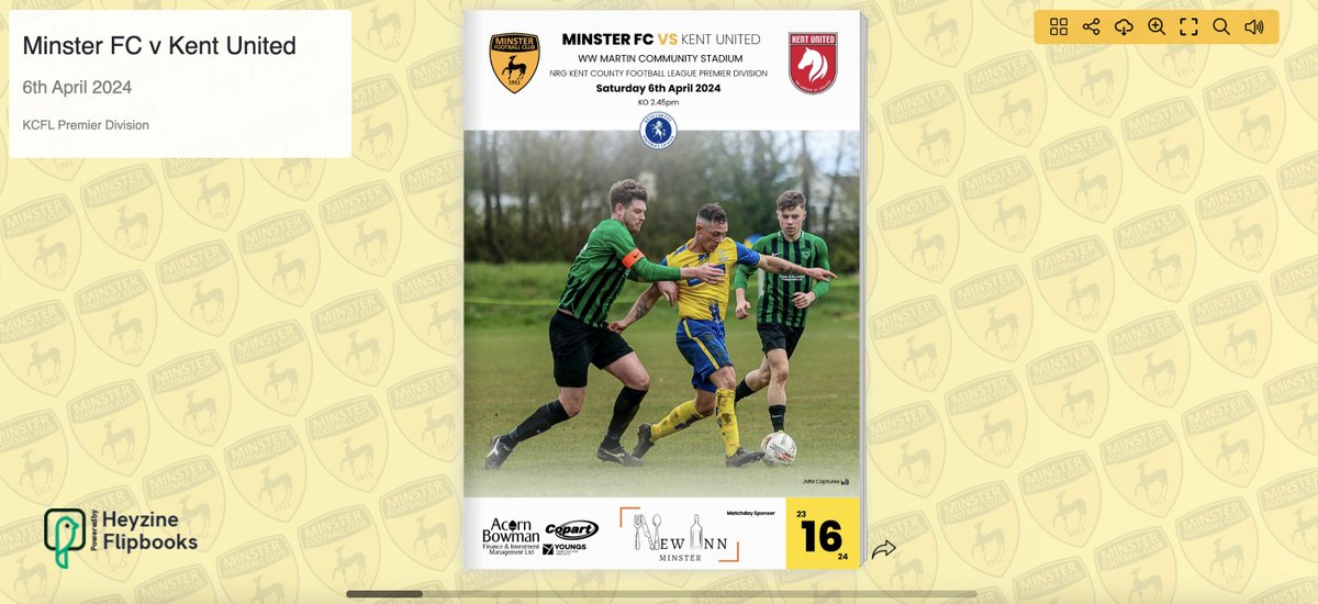 MinsterFC1911's tweet image. FREE #DIGITALPROGRAMME for our
@KCFL1516 Prem Div match against @kentunitedfc 

FLIPBOOK LINK = heyzine.com/flip-book/6bb7…

Thanks to our sponsors:
@NewInnMinster 
#AcornBowmanFinance
@CopartUKLimited
#YoungsTBM   

Spread the word via our friends:
@GroundhopperUK
@NonLeagueCrowd
