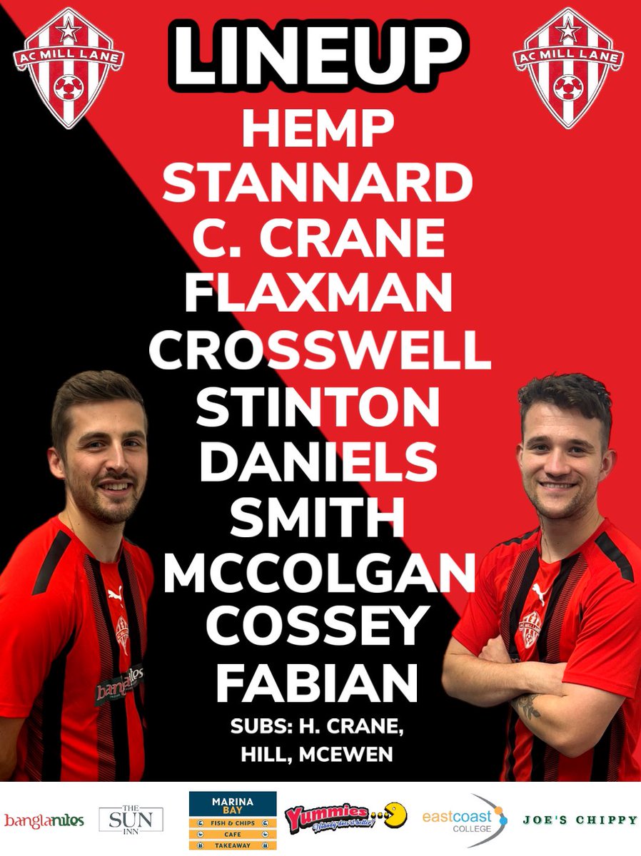 A number of players unavailable this week through work, injury & the east Anglian Derby Gaffer on the bench, 2 GK’s in the squad & 2 players (hopefully) turning up late. Here’s how we line up today 🔴⚫️