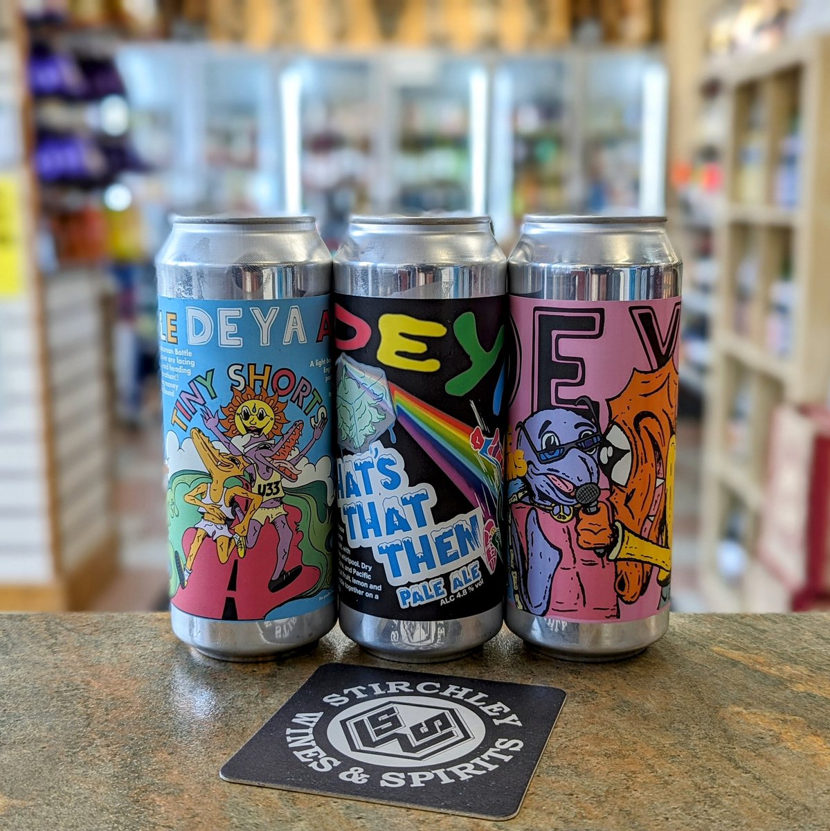 Introducing 3 new beers from a brewery who needs no introduction.... 🍺 Tiny Shorts 3.4% Pale Ale 🍺 That's That Then 4.8% Pale Ale 🍺 No Self Noms 5% Pale Ale #NewBeer #VivaStirchley #VivaBrum #ShopIndependent *(they're from @deyabrewery if you don't know!)