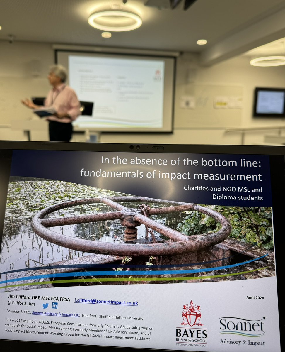 With <a href="/Clifford_Jim/">Jim Clifford OBE FRSA</a> from <a href="/sonnetimpact/">Sonnetimpact</a> at <a href="/BayesBSchool/">Bayes Business School</a> this morning, learning about the fundamentals of impact measurement. Great opportunity to be able to go back to basics and understand the academic underpinning and the theory behind the work I do in my day job!