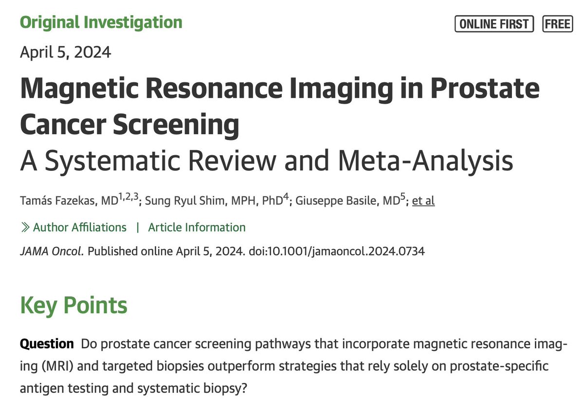 MRI scans may help reduce unnecessary biopsies & diagnose more aggressive cancers. ✅ A meta-analysis of over 80,000 men found MRI led to: ⭕️Fewer biopsies overall (down to 28%) ⭕️Less detection of slow-growing cancers ⭕️Similar detection of high-risk cancers 👉This could mean