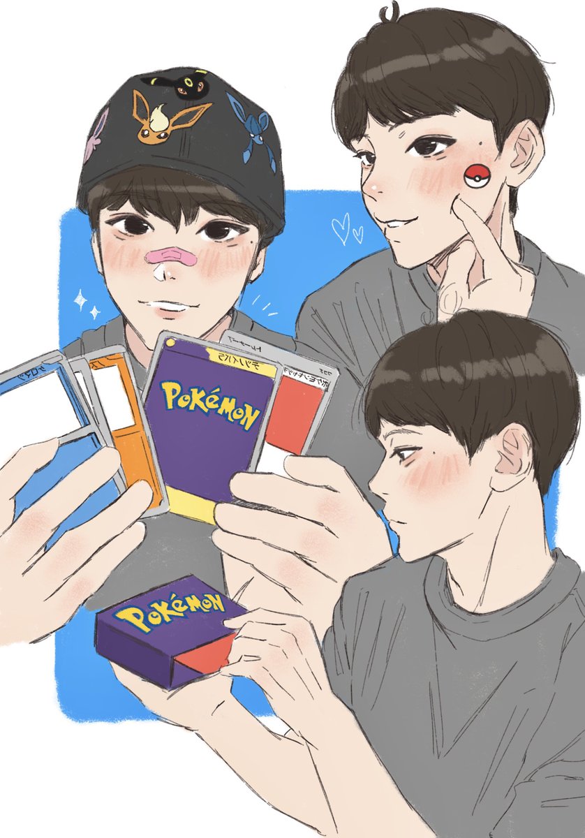 포켓몬 모자쓰고 포켓몬 카드까는 남자..