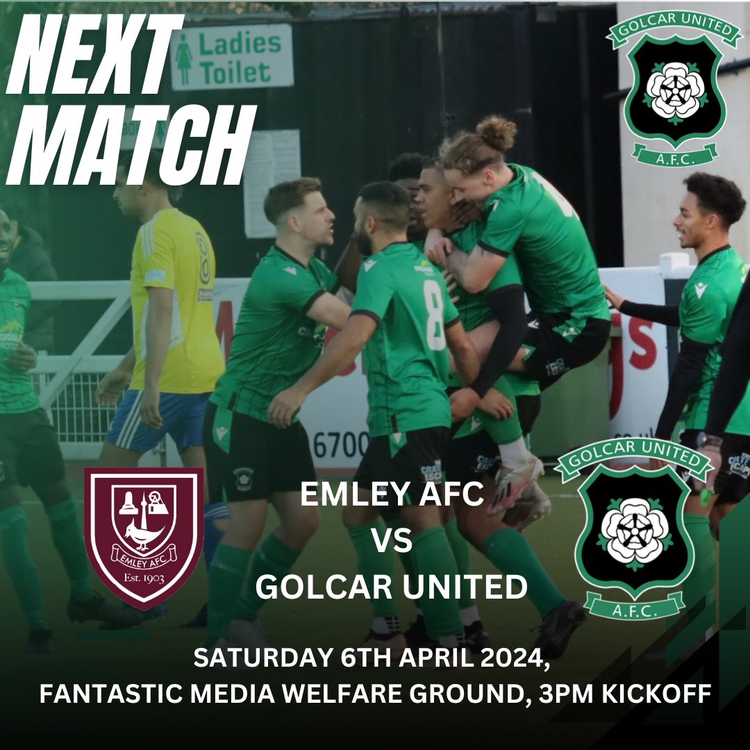 Matchday! Today we make the short journey over to @Emley_AFC, will you be joining us? 💚🖤