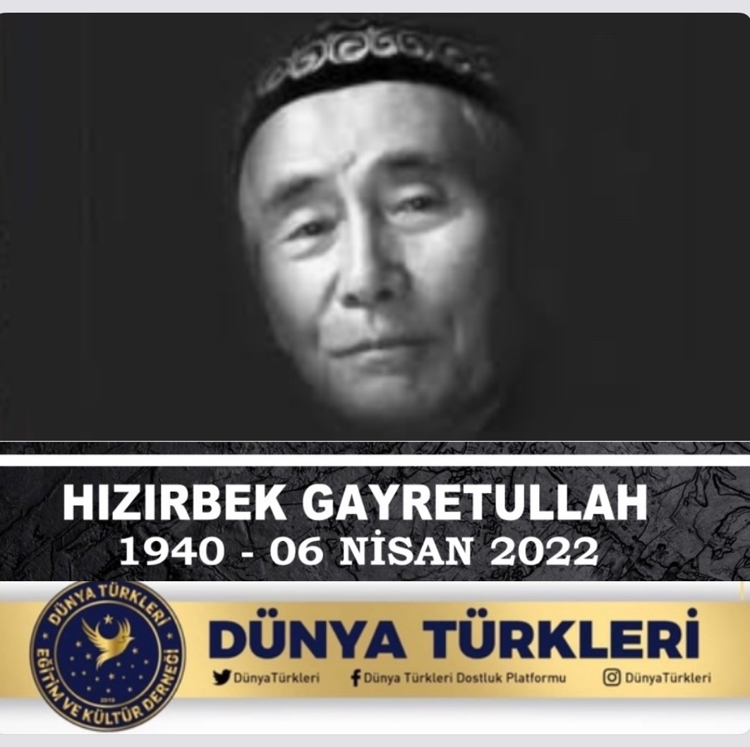 Doğu Türkistan’ın bağımsızlığı için ömrünü adayan dava adamı kıymetli yazarımız Hızırbey Gayretullah’ı hiçbir zaman unutmayacağız. Saygı ve rahmetle anıyoruz.. #DünyaTürkleri