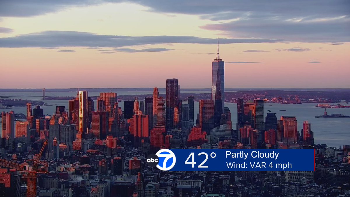 Good Saturday morning! Stunning sunrise after a wild Friday. Still keeping a close eye on potential aftershocks to yesterday's magnitude 4.8 earthquake that rocked the area- otherwise today brings few spot showers, breezy wind, & highs in the low 50s. Weekend forecast on @abc7ny!