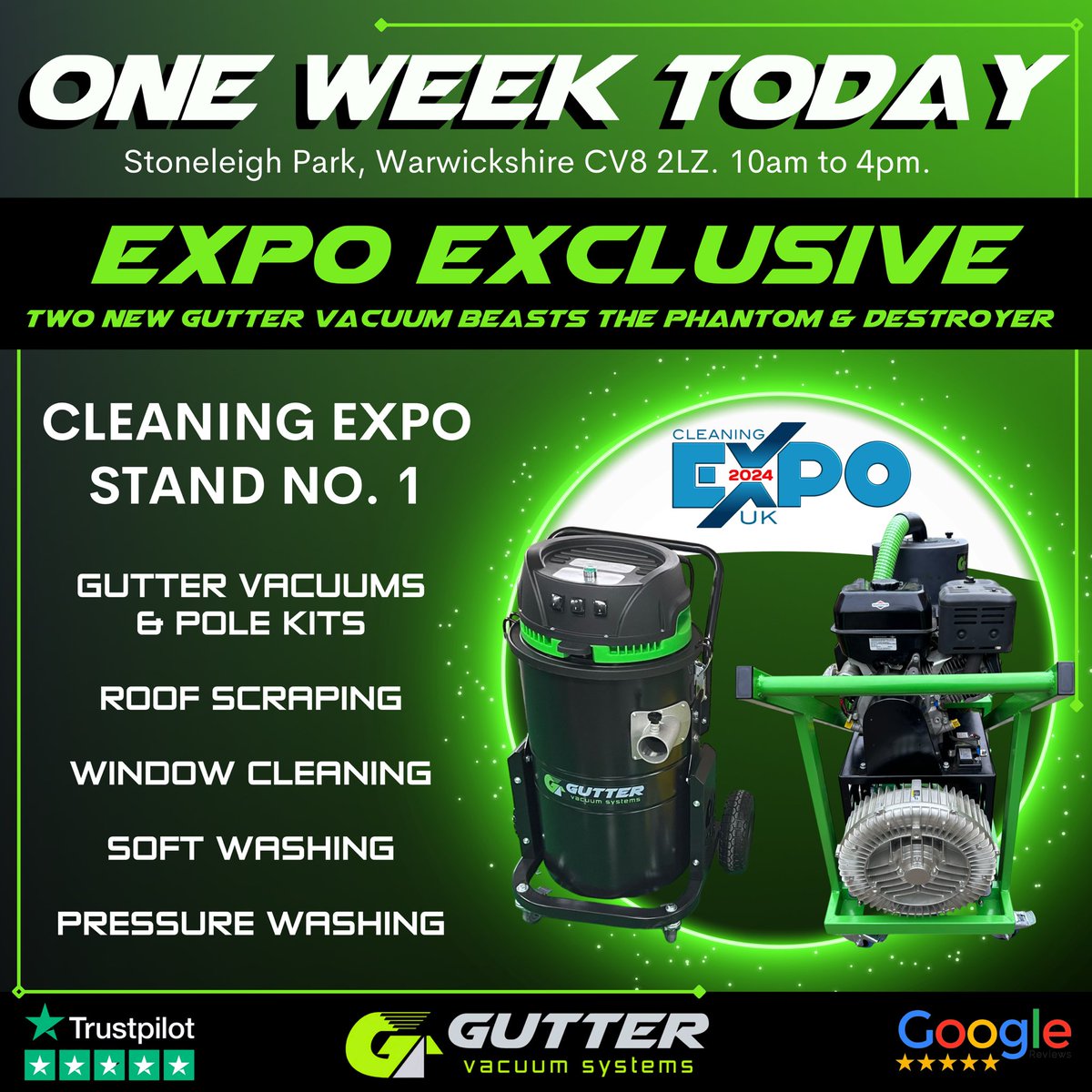 𝑵𝑶𝑻 𝑶𝑵𝑬 𝑩𝑼𝑻 𝑻𝑾𝑶! 👀
See you at the Expo 🤩
#GVS #GutterVacuum #GutterCleaning #NewArrivals #TheCleaningShow #ExteriorCleaning #GutterClearing #TradeShow #Expo #CleaningEquipment #RoofRestoration #SoftWashing #GutterVacuuming #ExternalCleaning #GutterVacuumSystems