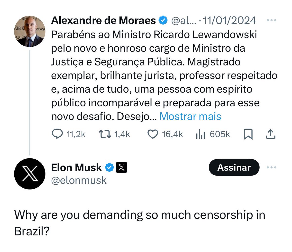 Elon Musk atack against Brasil Supreme Court Justice Alexandre de Moraes is part of the global far-right participatory propaganda cycle in a year of elections around the globe. It atacks the Superior Electoral Court @TSEjusbr, Brazil's principal authority for electoral oversight.