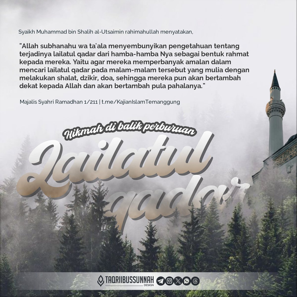 TDPOSTER's tweet photo. HIKMAH DIBALIK PERBURUAN LAILATUL QADAR

🔘 Mari Bergabung, Ambil Faedahnya dan Jangan Lupa Bagikan. Baarakallahu Fiikum 
https://t.co/bCgEhp6kiY

#hikmah #mencari #malam #lailatulqadar https://t.co/3dmRGqiqGq