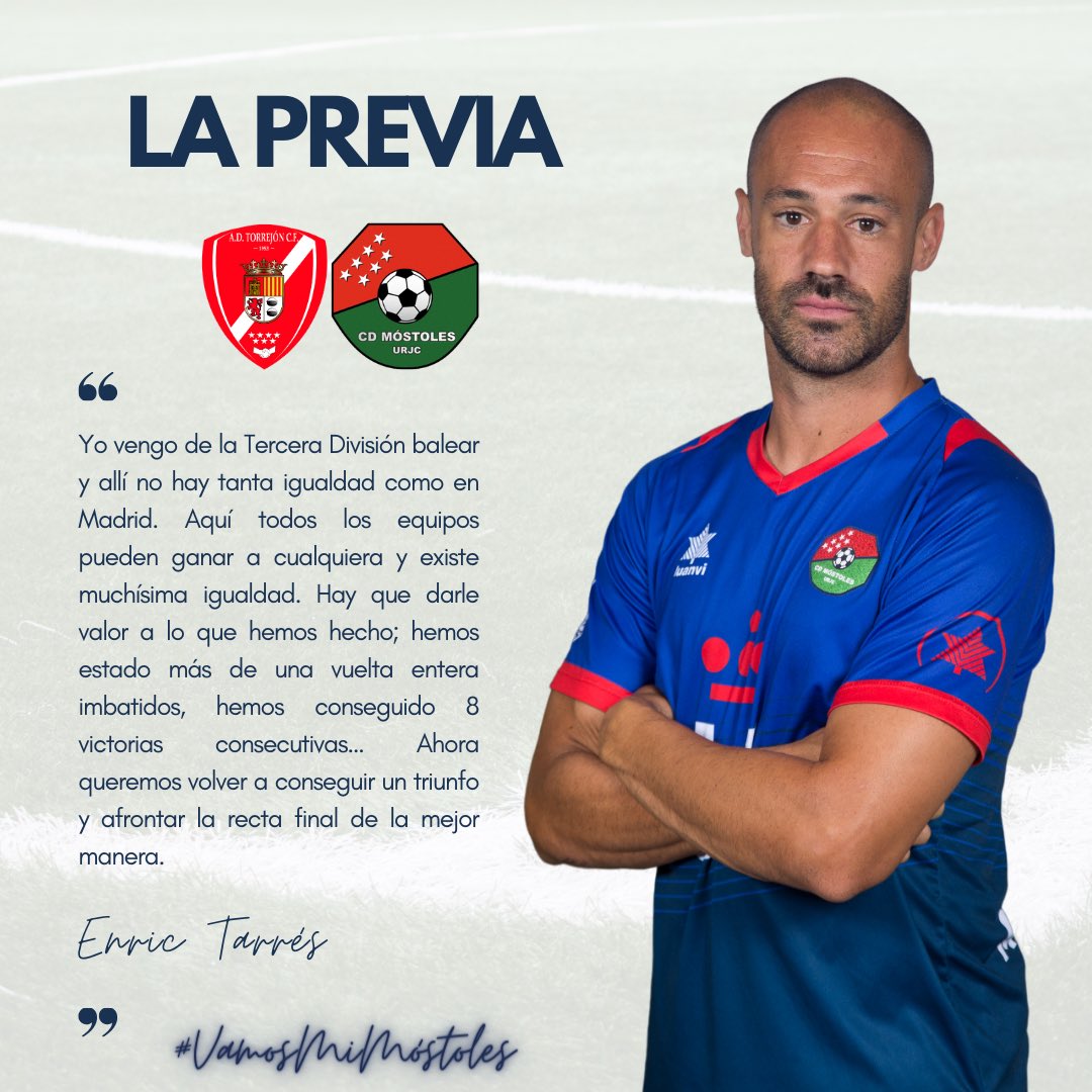CDMostoles's tweet photo. ¡La 𝗣𝗥𝗘𝗩𝗜𝗔 del #TorrejónMóstoles ⚔️ con Enric Tarrés (@Etarres4)!

#VamosMiMóstoles 🔵 https://t.co/GV3Nkryia8