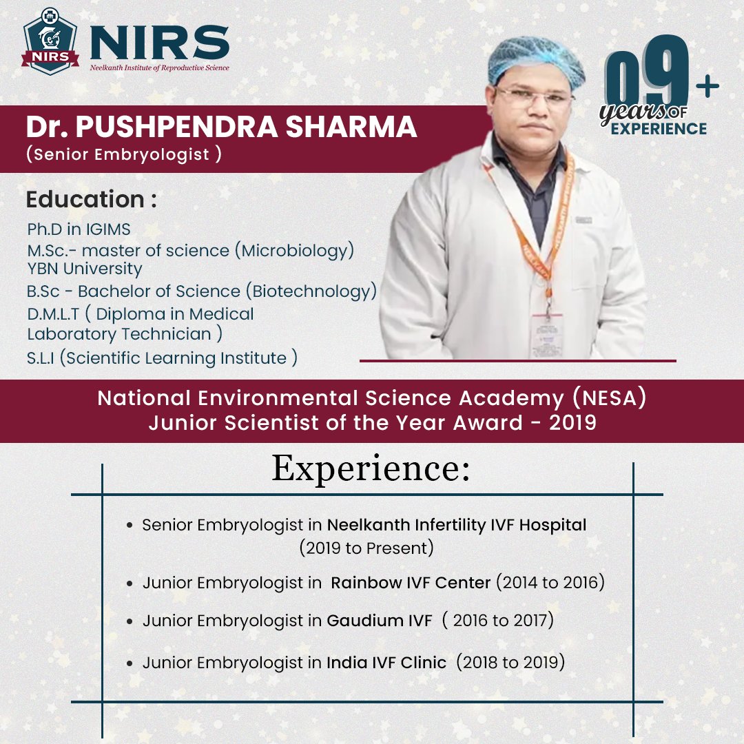 NirsAcademy's tweet photo. Meet Our Top Embryologist Faculty DR. Pushpender Sharma  Senior Embryologist Specialist at Neelkanth Infertility &amp; IVF Hospital Gurgaon
.
.
.
.
.
#NIRS #nirsacademy #gurgaon #embryologycourse #embryologycoursegurgaon #embryologytrainingcourse #embryologyprogram #course #Training https://t.co/AQ7GPiTltc