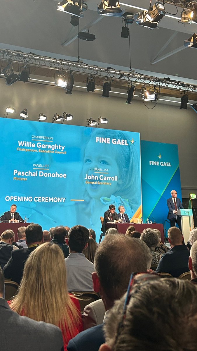 Attending the opening ceremony at a packed @FineGael Ard Fheis!