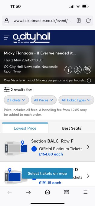 Gig ticket prices are insane these days - &pound;164 is the lowest to see Micky Flanagan at the City Hall next<a href="/tag/smanewcastle"class="tags"><span>#smanewcastle</span></a>