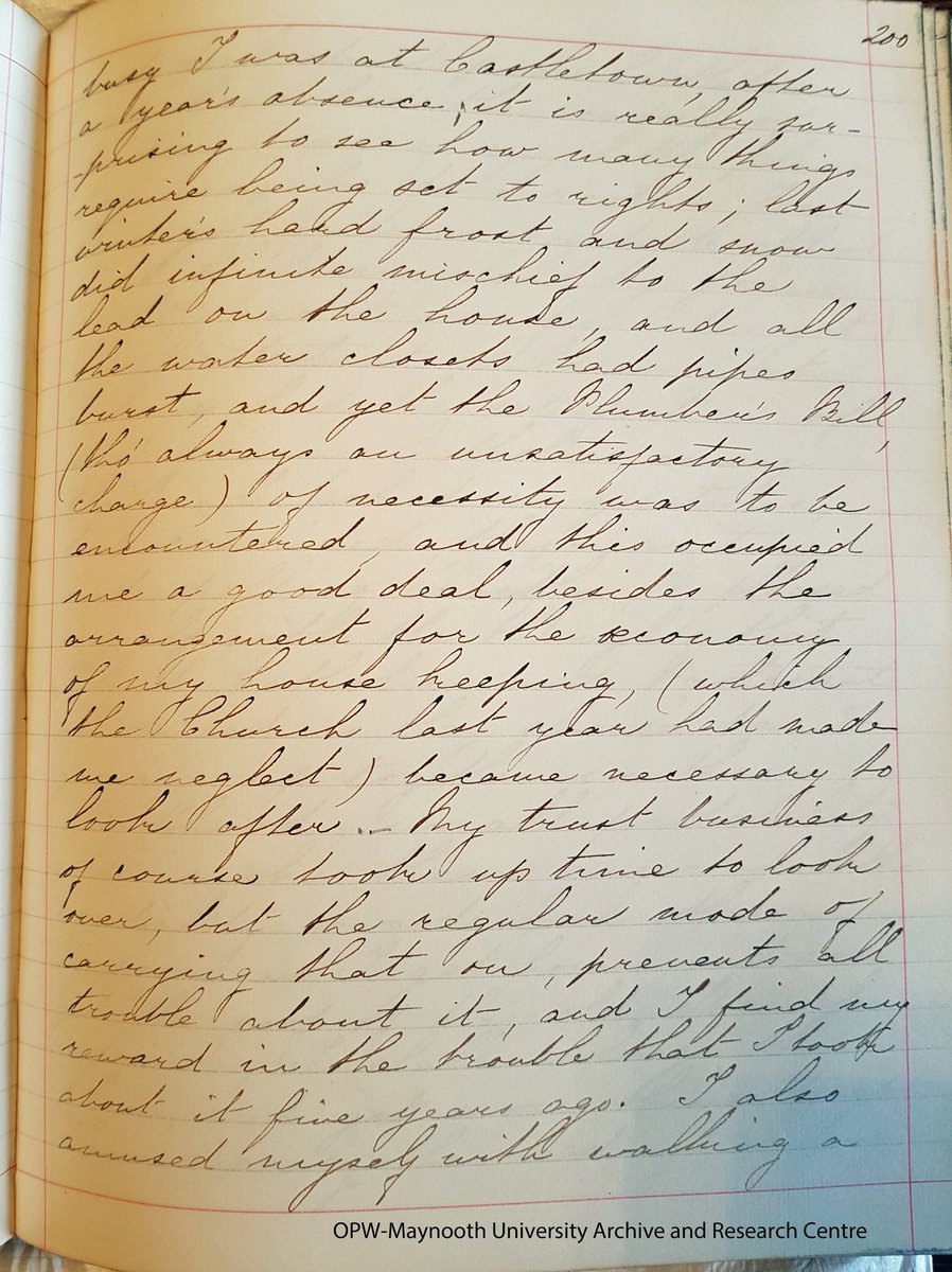 In 1813 Lady Louisa Conolly describes to her sister Lady Sarah, the effect of a storm & harsh winter that 'did infinite mischief to the lead on the house, the water closets had pipes burst and the Plumber's Bill, always an unsatisfactory charge of necessity was to be encountered'