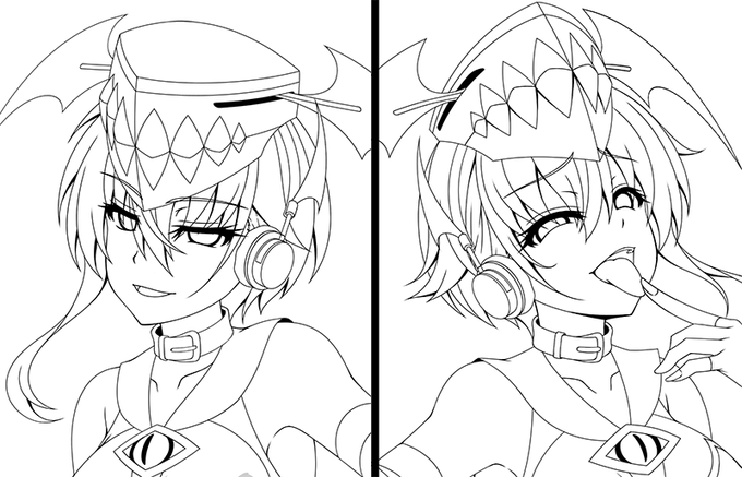 #対になってる絵をあげる 
ちなみに今描いてるのも双子の対イラスト 