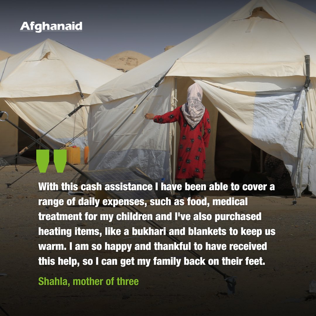 Thanks to the generous support our community showed following a series of devastating earthquakes in #Herat province last October, our teams have ensured those most in need are able to access flexible cash grants to help them recover 💚 🔗Learn more: bit.ly/3VGbP1V