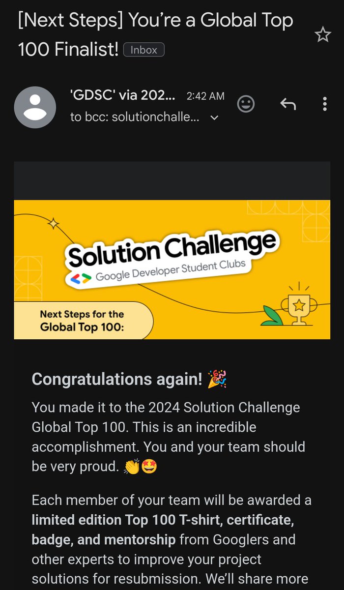 dhruvgera_'s tweet image. Just got into the TOP 100 GLOBALLY in the Google Solutions Challenge 2024, feels pretty cool ngl
#google #googlesolutions #googlesolutionchallenge #winner