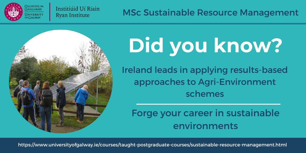 🌾 Sustainable resource management is vital to the future of our planet Join the growing industry now with the MSc in #Sustainable Resource Management 👉 bit.ly/3yG3Xki @RyanInstitute @uniofgalway