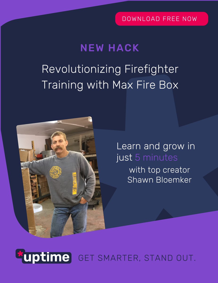 uptimeapp's tweet image. Do you want to discover revolutionary fire training methods?🔥

In this Hack, delve into @MaxFireBox journey from awe-inspired schoolboy to creator of the Max Fire Box. 🚒

Find more on the app:  to.uptime.app/Jgd8czt7gxb

#FireSafety #Innovation #TrainingMethod #UptimeApp #NewHack