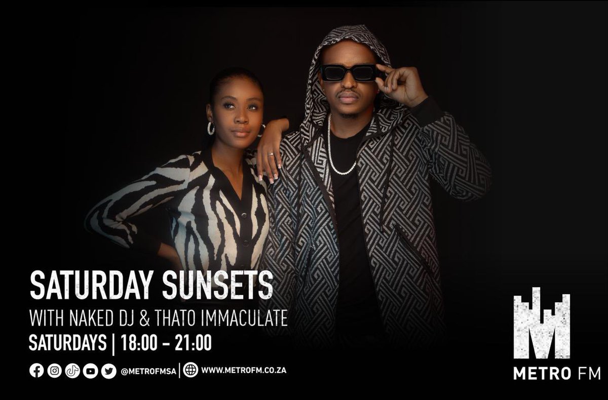 🌅SATURDAY SUNSETS 🌅 18:00-21:00 <a href="/METROFMSA/">METROFM SABC</a> come rock with us later. <a href="/callherthato/">Thato Immaculate M</a> You ready?