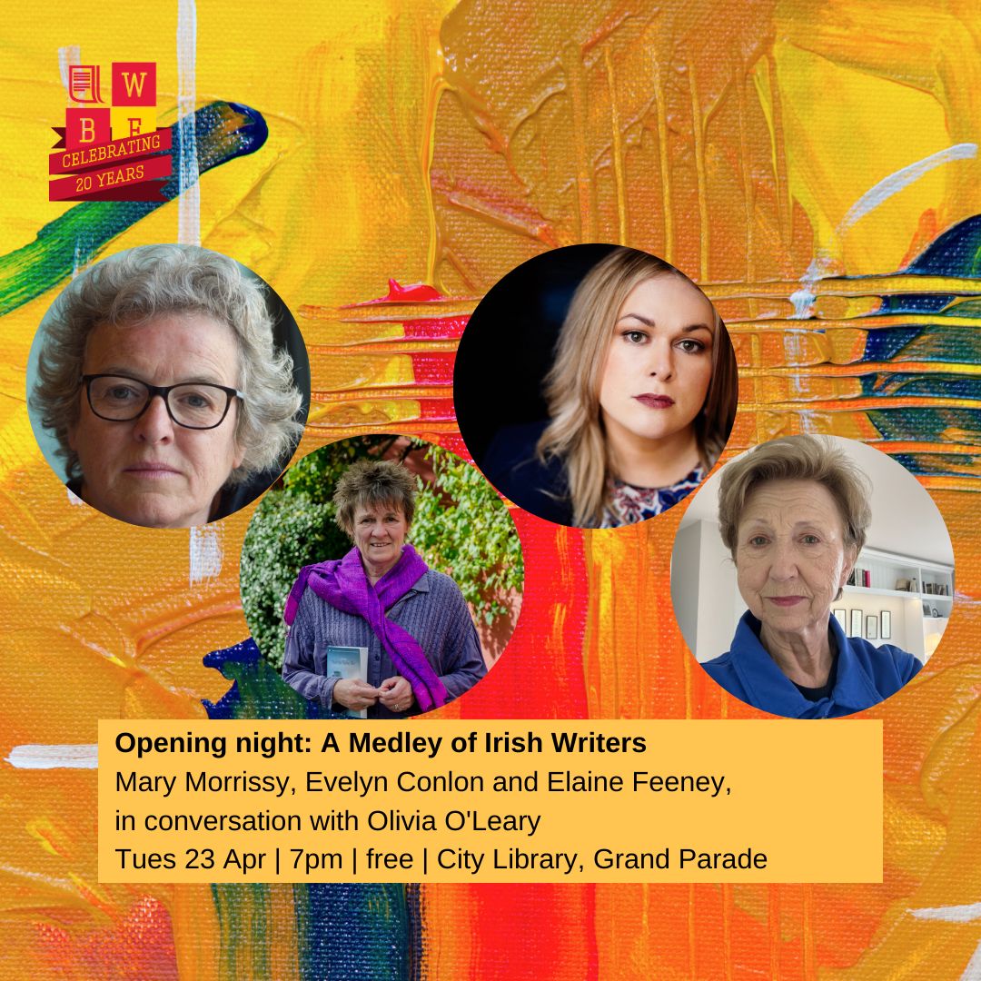 Join us for the Official Opening of the 20th Cork World Book Fest by Cllr Kieran McCarthy! 📕🥳 The opening night will feature A Medley of Irish Writers: Mary Morrissy, Evelyn Conlon and Elaine Feeney in conversation with Olivia O'Leary. All are very welcome to attend! #CWBF24