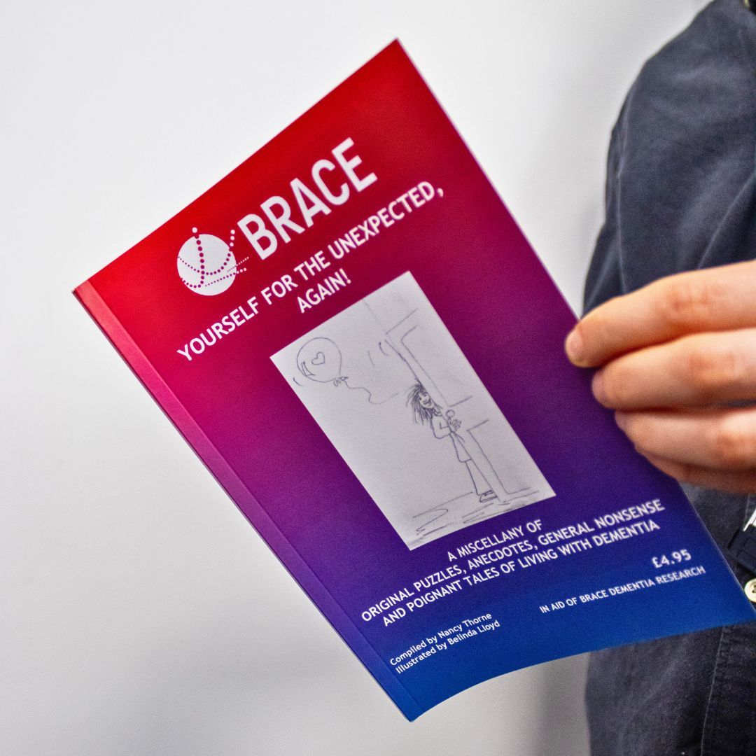 Grab a copy of 'BRACE Yourself for the Unexpected, Again!', written by supporter Nancy Thorne 📚 A book of poignant tales of living with dementia and a miscellany of original puzzles, priced at only £4.95 in support of dementia research. Buy online: alzheimers-brace.org/product/brace-…