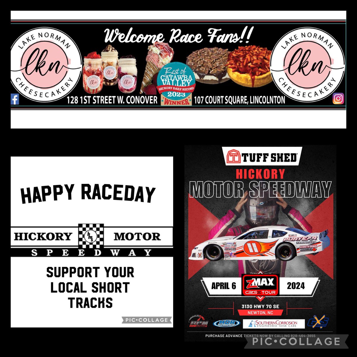 HAPPY RACE DAY!!! Support local short track racing. Yall come see us in turn 4. @hickoryspeedway @CARSTour @FloRacing @NASCAR @GardnerStPhoto @ShortTrackRep @shorttracklife_ @deezlugnutz #hickory #carstour #grassroots #shorttrack #lakenorman #cheesecake #tuffshed