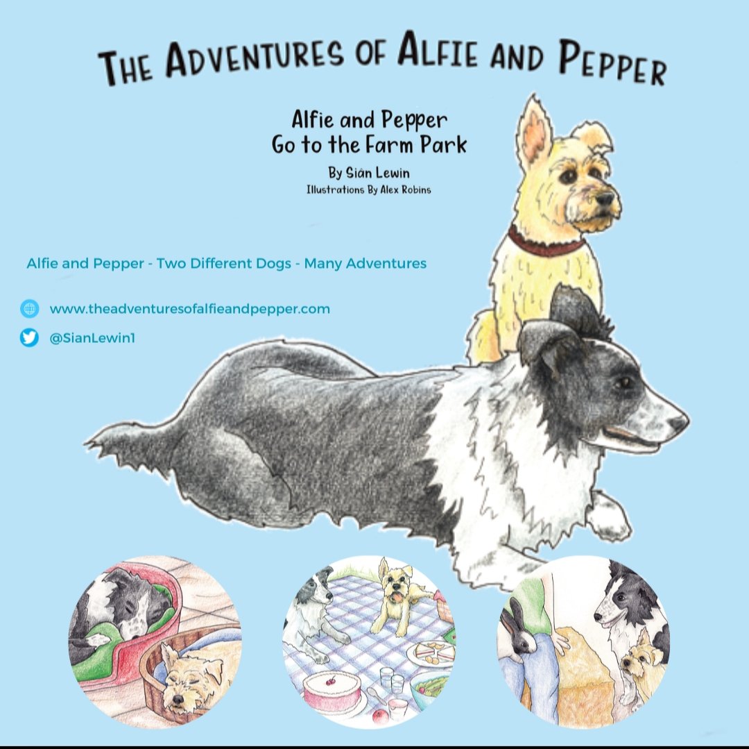 The first story in the series THE ADVENTURES OF ALFIE & PEPPER 🐾 A fun, caring & charming story about a trip to a #FarmPark with a little life lesson 🩵🐾 Plus a #free #video to read along to on our website 👇🏼🩵 theadventuresofalfieandpepper.com #TheSueAtkinsBookClub #SBSwinner #books